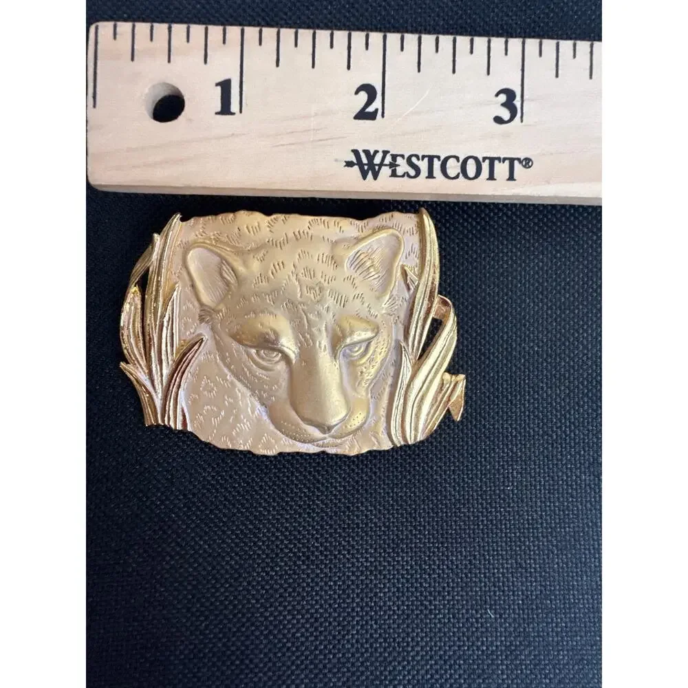 Vintage Signed Park Lane Gold Tone Textured Brooch Pendant